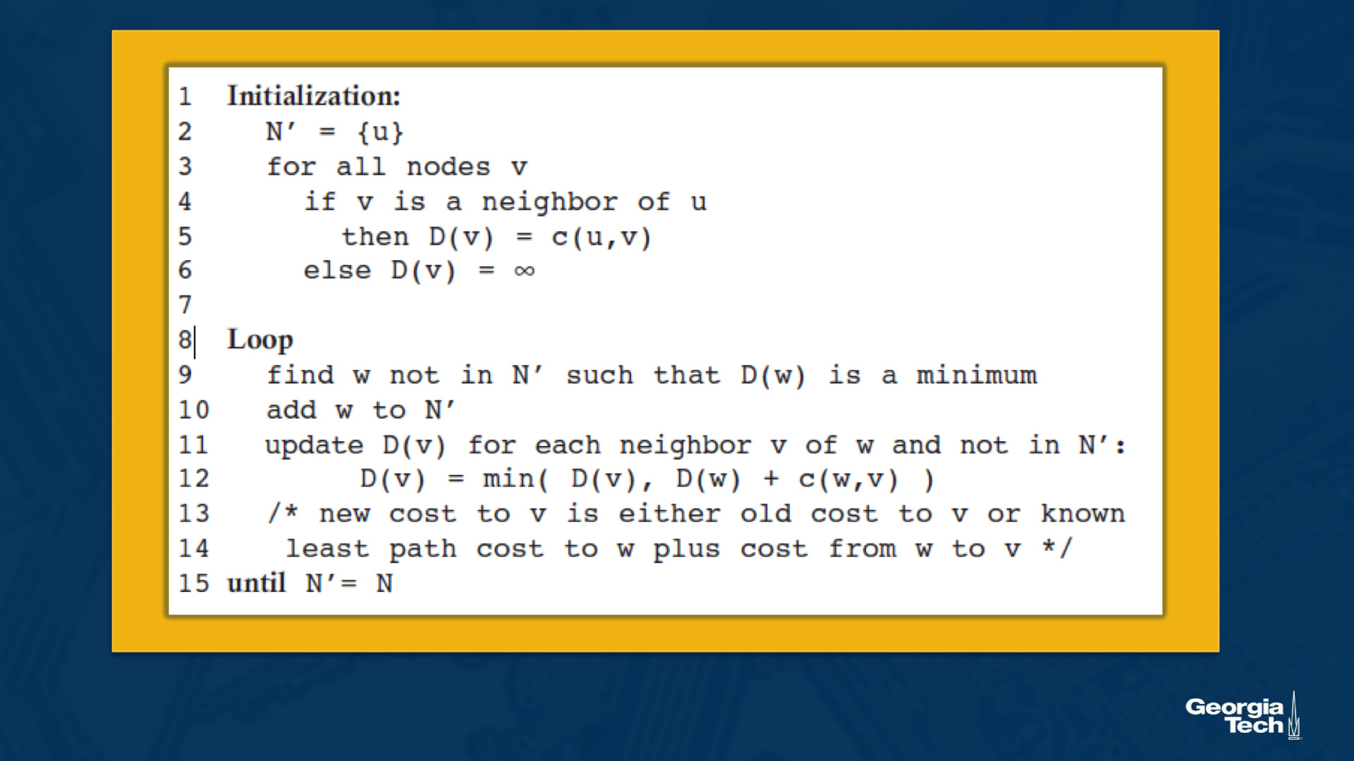 pseudocode for link-state algo